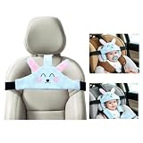 Cryptadg Soporte para la Cabeza del Asiento de Coche para Bebé con Correa | Cómodo Cojín de Asiento de Coche para Bebé, Banda Segura para Reposacabezas de Asiento de Coche, Posicionador de Sueño