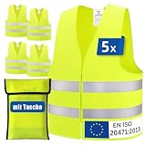 Brovamo Chaleco Reflectante Juego de 5 Piezas-Europa según EN ISO 20471 | Chalecos Reflectantes, Chalecos De Seguridad Para Todos Los TamañOs, Chaleco Reflectante Para Moto Patinete Bicicleta Coche