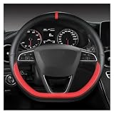 Cubre Volante Funda Cuero Microfibra Volante Coche Para Seat Para Tarraco Para Arona Para Ateca Para Ibiza Para Toledo Para Mii Para Leon Para Arosa Para ST Para FR Funda Para Volante ( Color : RED D