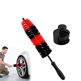 Kaslaider Kit Cepillos Limpieza Coche 2 Piezas, Cepillo Llantas y Neumáticos Mango Largo 40cm Microfibra Suave Antirayas, Cepillo Detailing Interior Exterior Auto Moto
