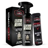 BassMotor Limpiador Cuero, Piel y Alcantara Coche Limpia, Desengrasa y Acondiciona Asientos y Tapicerias - Leather Reviver 500 ml + Bayeta Premium