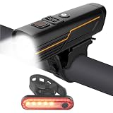 EBUYFIRE Luces para Bicicleta con Sensor de Luz y Pantalla Digital,Set de Luces LED Recargables para Ciclismo,Luz Delantera y Trasera Super Brillante - Linterna Frontal para Bicicleta,Luz Trasera (1)