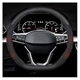 Protector para Seat para Leon para Ibiza para FR 2 para Ateca Protector Cuero Gamuza Fibra Carbono Volante Coche Auto Cubierta(Carbon Red,D)