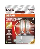 OSRAM XENARC NIGHT BREAKER 220, D3S, +220% más brillo, lámpara de faro de xenón, 66340XN2-2HB, Caja plegable (2 lámparas)