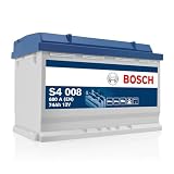 Bosch S4 008 Batería para Coche 74 A/h - 680 A - 12 V de Plomo-Ácido | Para Vehículos sin Sistema Start/Stop, Polaridad Izquierda (-) Derecha (+), 278 x 175 x 190 mm
