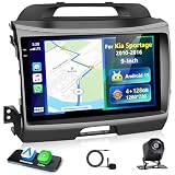 4GB RAM + 128GB ROM Motorsi Carplay Radio de Coche para Kia Sportage 2010 2011 2012 2013 2014 2015 2016 con Android Auto, Car Stereo con HD Pantalla Táctil Navi/WiFi/FM/RDS/SWC/BT/EQ+Cámara AHD