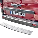 Recambo | Protector de Parachoques Trasero | Compatible con Nissan Primastar NV300 | a Partir de 2016 | Acero Inoxidable Mate | Protección Borde de Carga