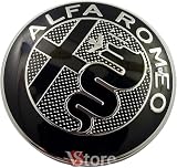 2 escudos compatibles con Alfa Romeo Auto Logo 74 mm New Black para capó delantero y trasero Emblema Escudos de metal