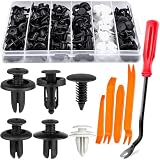 125 Piezas Remaches Plastico, Universales Grapas Coche 6 Tamaños Clips Carrocería de coche Puerta del Parachoques Fender Liner Sealing Strip Clips Fijos con Herramienta de Desmontar