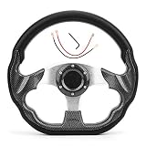 Volante de carreras, volante de coche universal de 320 mm, estilo de fibra de carbono, deriva de carreras con botón de bocina
