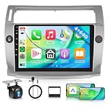 Rimoody 4G+64G Android Radio Coche para Citroen C4 2004-2009 C-Quatre 2008-2011 9'' Pantalla con Carplay Android Auto Inalámbrico Navegación GPS Mirror Link Bluetooth WiFi/FM/RDS/EQ/SWC Cámara Trasera