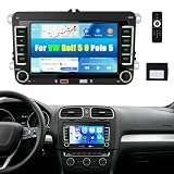 CAMECHO CarPlay Autoradio para VW Golf 5 Golf 6 Polo 6R Passat B6/B7 con Android Auto Pantalla Táctil IPS de 7 Pulgadas, Radio 2 DIN con Bluetooth Am/FM/RDS Mirror Link Dos Puertos USB SWC + Canbus