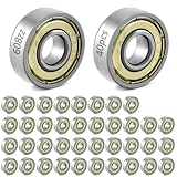 QWORK® 40 Rodamientos de Bolas 608ZZ, Rodamientos de Ranura Profunda con Doble Blindaje Metálico, 8×22×7 mm, para Skateboard, Scooter, Patines en Línea y Uso General