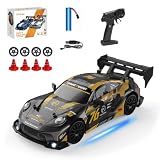 SKIKHN Coche Teledirigido,1:24 Drift RC Car, 2.4GHz 30 km/hCar Remote Control con Luz LED,Coche Radiocontrol con Kit Barricada,Neumático,Juguete de Coche,Regalo de Cumpleaños para Niños y Niñas