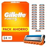 Gillette Fusion5 Cuchillas de Afeitar Hombre, Pack de 24 | Recambios para Maquinillas de Afeitar con 5 Hojas, Banda de Gel Lubricante Y Recortadora de Precisión