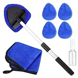 7 Piezas Cepillo Limpiador Parabrisas Ventanas de Coche, Kit Limpieza Coche Extensible, Kit de Limpieza de Ventanas Giratorias de 180°, Incluye 4 Almohadillas de microfibra, 1 Botella y 1 Toalla