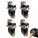 DBCEJF Pegatinas Coche Calaveras con Colmillos, 4 Piezas Vinilos para Coche y Moto, Pegatina Calavera 8x15cm Resistente al Agua para Casco, Capó y Ventana, Decoración Estilo Terror y Tuning