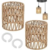 Pantalla Lampara Ratán 2 Piezas Pantalla De Lámpara Boho Decoración del Hogar para E27 E14 Lámparas de Mesa Lámparas Colgantes de Pie