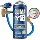 ClimaSet Gas sustituto R134a de repuesto para Aire Acondicionado de Coche con manguera – Consciente de la naturaleza – No tóxico – Resistente a la corrosión – Fácil de usar por su cuenta – 170