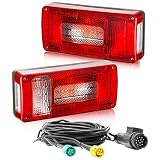 DARKGUARD Kit Pilotos Traseros Remolque 12v,Precableada Conector 13pines Cable 5,2 m con Conexión de Bayoneta de 2x5pines,Impermeable Homologado E4 7Funciones Luces Traseras de Remolque