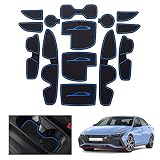 GAFAT Compatible con Hyundai i30 / N/N Line 2017-2025 2026 Alfombrillas Antideslizantes, Alfombras Goma para Consola Central, Bebidas, Costura Puerta, i30 Zweites Facelift 2024 Accesorios (Azul)