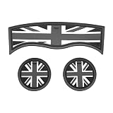 Mini F60 Posavasos para Coche, 3 Piezas Antideslizante Portavasos Incrustado en Adornos Posavasos para Mini Cooper Countryman F60(Union Jack Gris)
