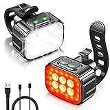 CIRYCASE Luz Bicicleta Potente LED, 8+12 Modos con Haz de Foco & Inundación | Luz Bici USB Recargable & Impermeable IP65, Luces Bicicleta Delantera y Trasera Ultrabrillante para Montaña y Carretera Noche