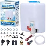 12V Botella Lavaparabrisas Kit de Depósito Universal Para Coche Barco | Bomba De Limpiaparabrisas Con Tubo, Boquillas Y Accesorios De Montaje Incluidos