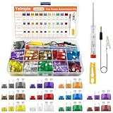 Ysimple 220 Piezas Kit de Fusibles de Coche, Impermeable Fusibles Coche 2A-40A Standard/Mini/Micro con Probador de Circuito y Extractor de Fusible, para Automóvil Camion Moto Barco