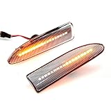 MKptopia 2x luces indicadoras de coche Compatible con Ja-guar X-Type 2002-2009 coche dinámico lateral LED señal de giro agua que fluye lámparas de guardabarros ámbar-Blanco cristal