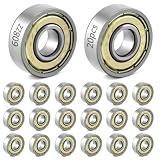 QWORK® 20 rodamientos de Bolas 608zz, rodamientos de Bolas de Ranura Profunda en Miniatura de Doble blindaje de Metal, para monopatines, Scooters, Patines en línea, 8 mm x 22 mm x 7 mm