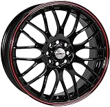 Calibre y770j-pyba0140 + 17165 Movimiento Llantas de aleación para Volkswagen Golf IV 1997 – 2005, 7 x 17 Pulgadas, Negro/Rojo de Rayas