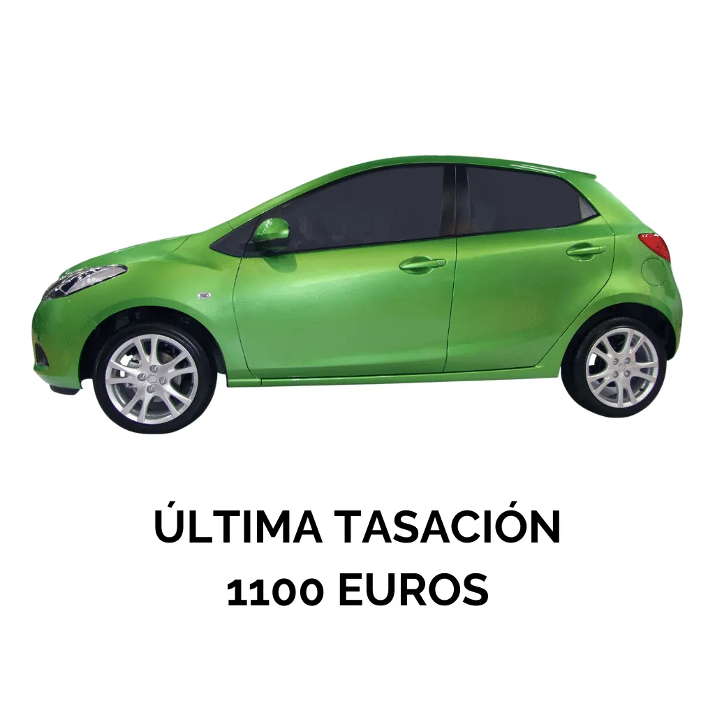 Utilitario verde con el rótulo de última tasación por 1.100 euros